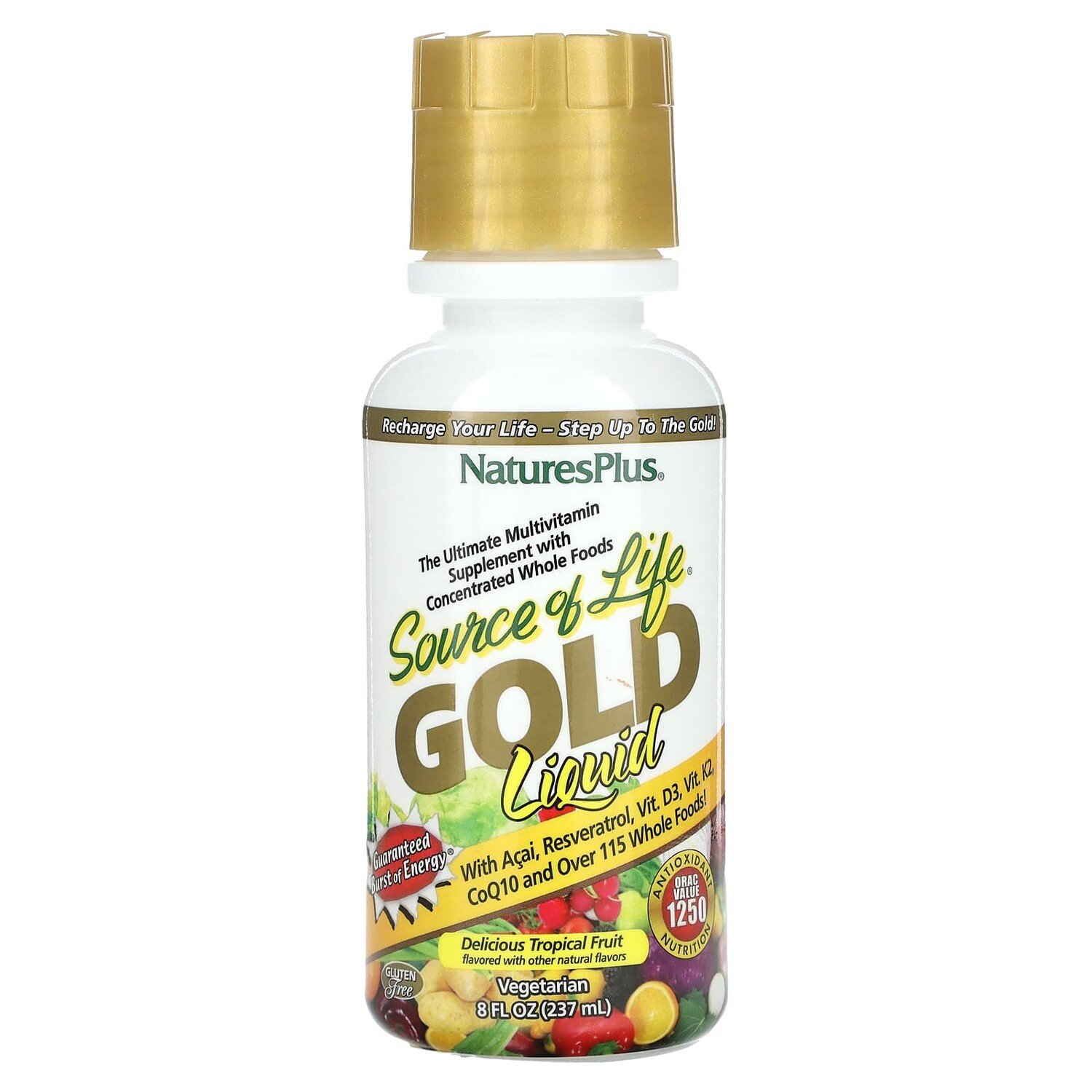 

Source of Life, Gold Liquid, тропические фрукты, 236 мл (8 жидк. Унций), NaturesPlus