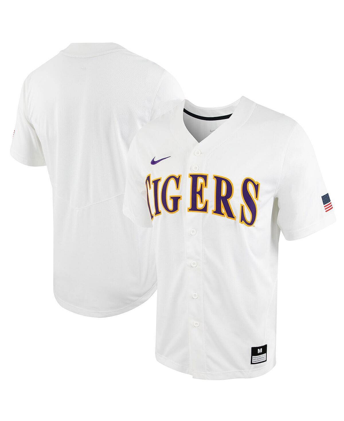

Мужская белая бейсбольная майка на пуговицах LSU Tigers Replica Nike
