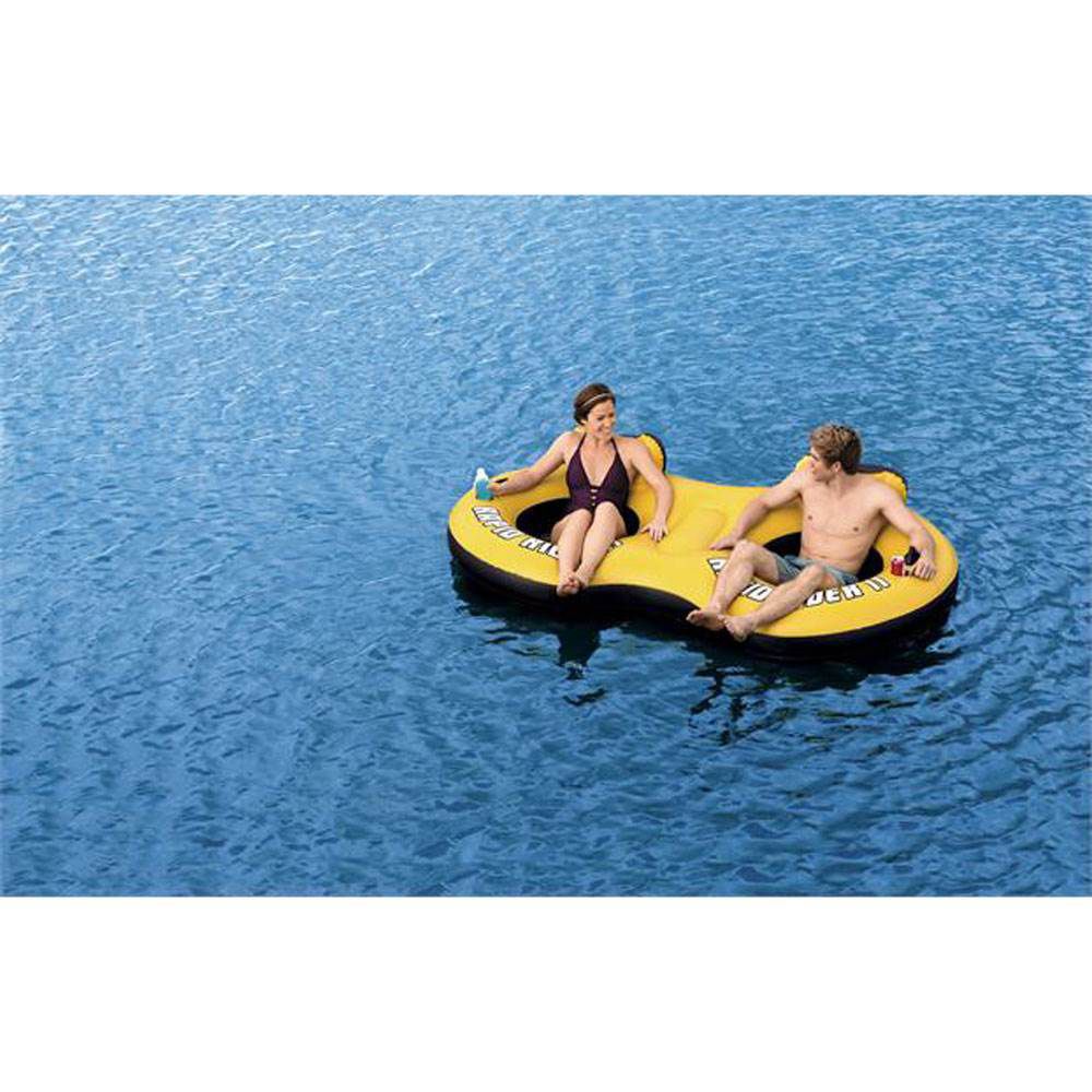 цена Bestway Rapid Rider 95-дюймовый надувной речной плот для 2 человек с поплавком и подстаканниками Bestway