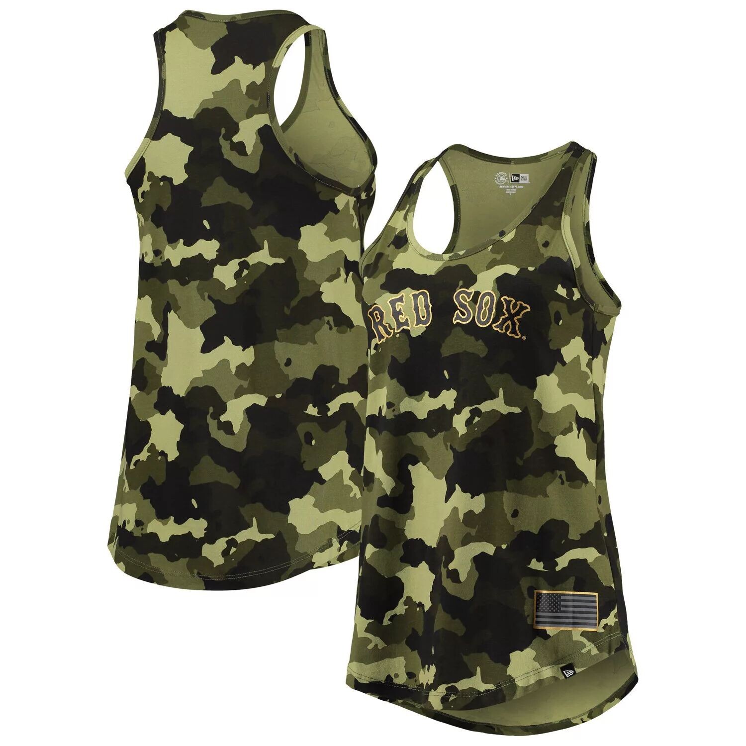 

Женская камуфляжная майка New Era Green Boston Red Sox 2022 MLB Armed Forces Day New Era