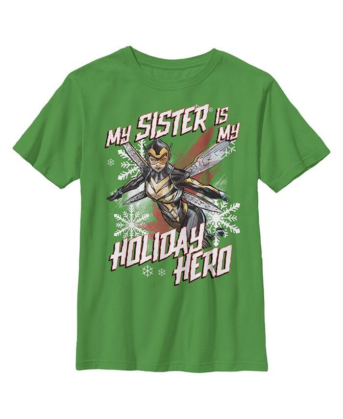 

Детская футболка Wasp Sister Holiday Hero для мальчиков Marvel, зеленый
