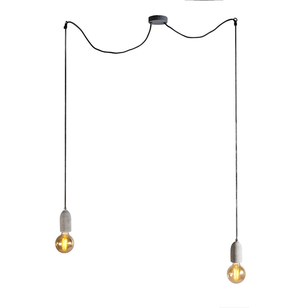 

QAZQA - Современный промышленный подвесной светильник I Подвесной светильник I Пуристический подвесной светильник из бетона с 2 лампами - Cava 2 лампы I Гостиная I Спальня - камень I Круглый - Подходит для светодиодов E27, серый