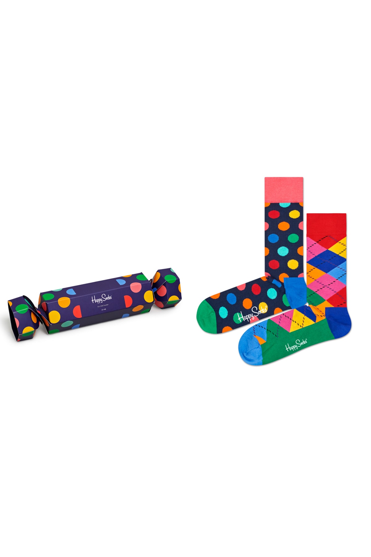 Подарочный набор из 2 классических праздничных носков Happy Socks, разноцветный