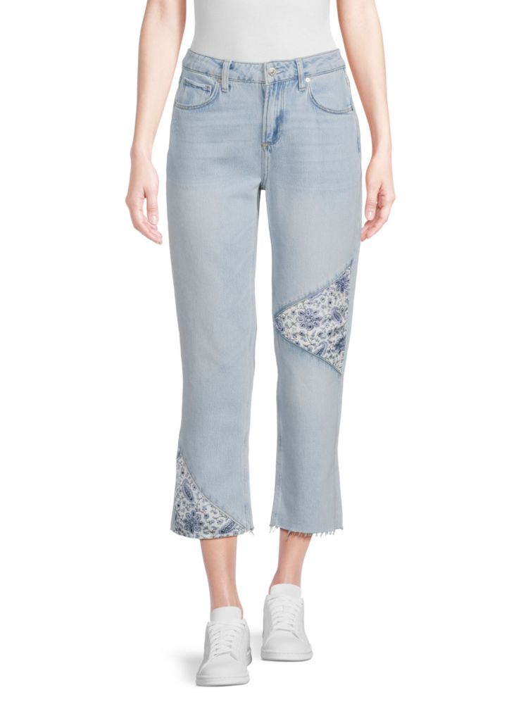 цена Укороченные джинсы Noella в стиле пэчворк Paige, цвет Brenna