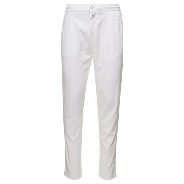 

Брюки slim trousers with elasticated waistband in Kiton, белый