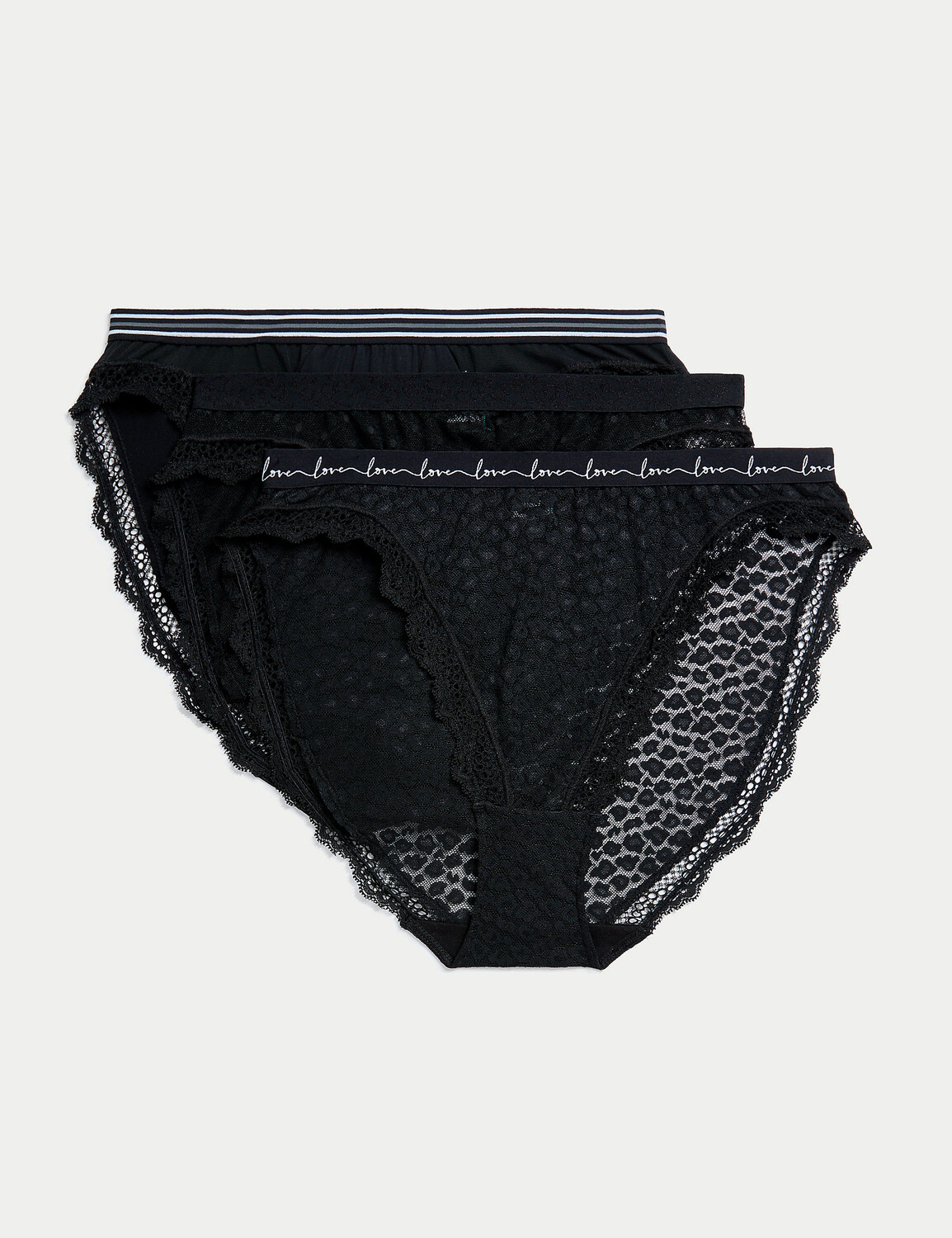 

Высокие трусики из 3 частей из сетки и кружева Marks & Spencer, черный