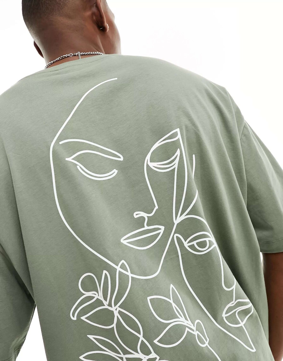 

Зеленая футболка оверсайз с рисунком на спине ASOS