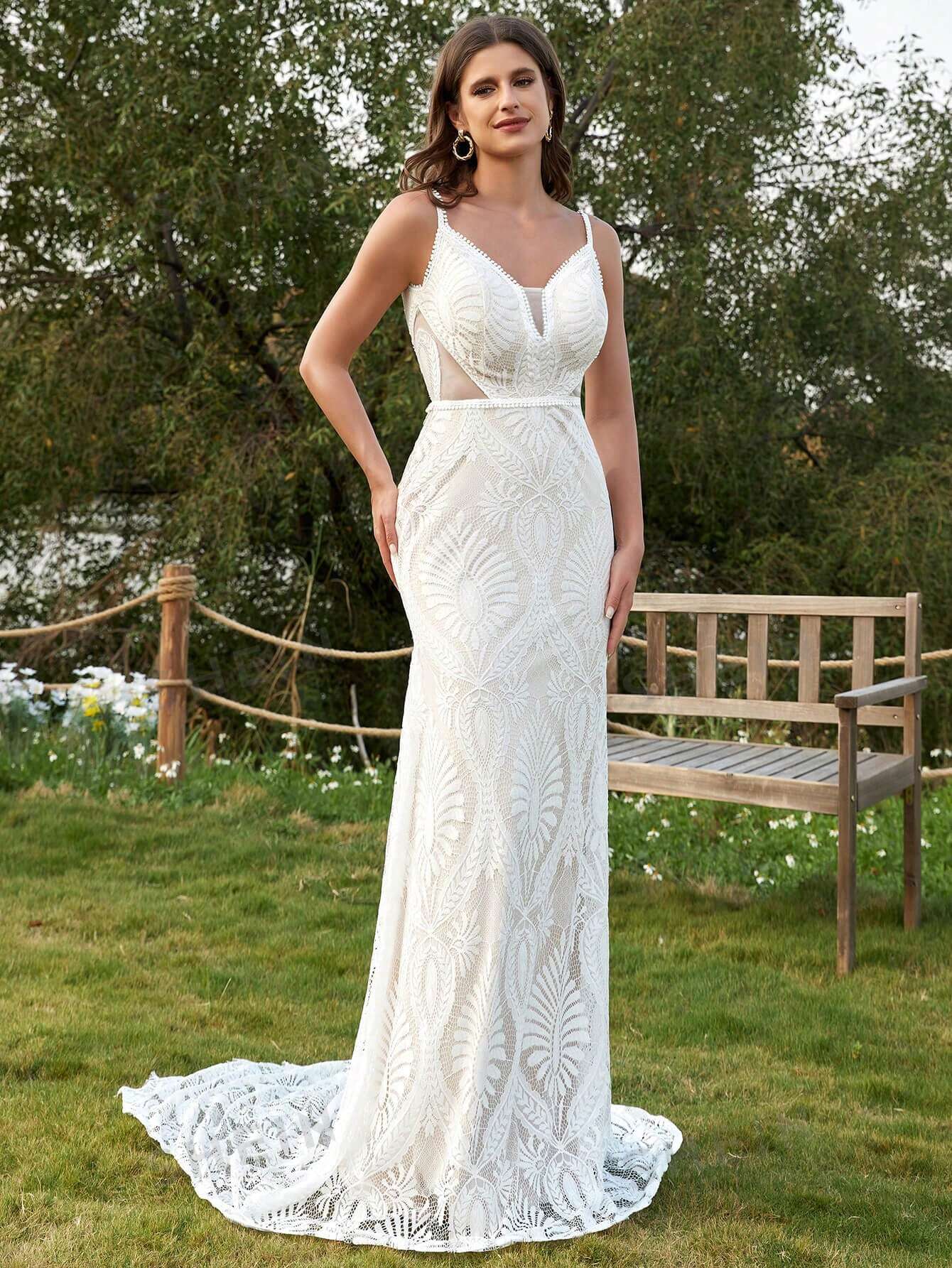 Женские пляжные свадебные платья для невесты, белый платье laredoute платье богемное с воланами из английской вышивки 44 бежевый