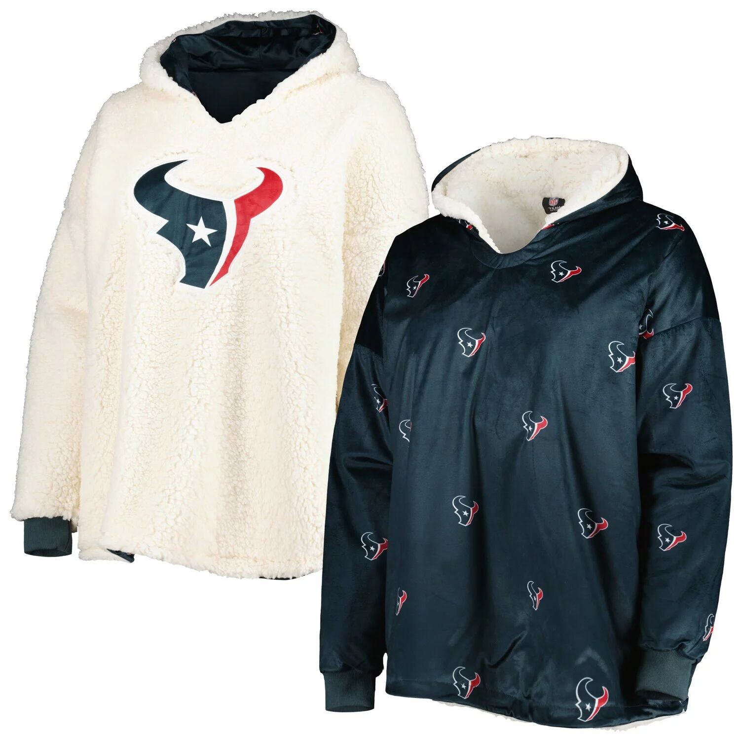 

Женский двусторонний худи FOCO темно-синий/белый Houston Texans с повторяющимся принтом
