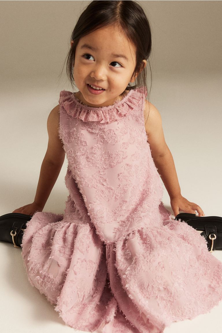 Жаккардовое платье с воротником H&M, розовый