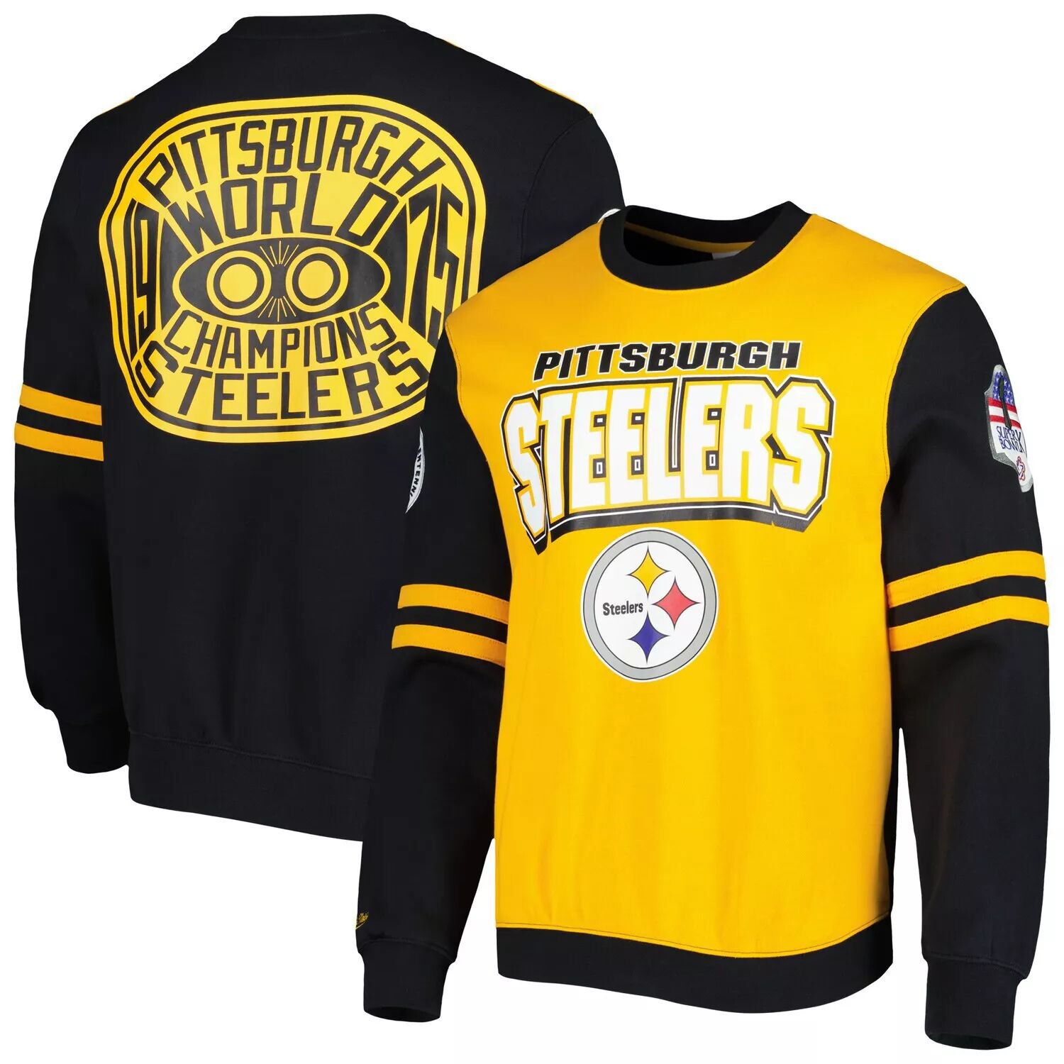 

Мужской пуловер Mitchell & Ness Gold Pittsburgh Steelers All Over 2.0