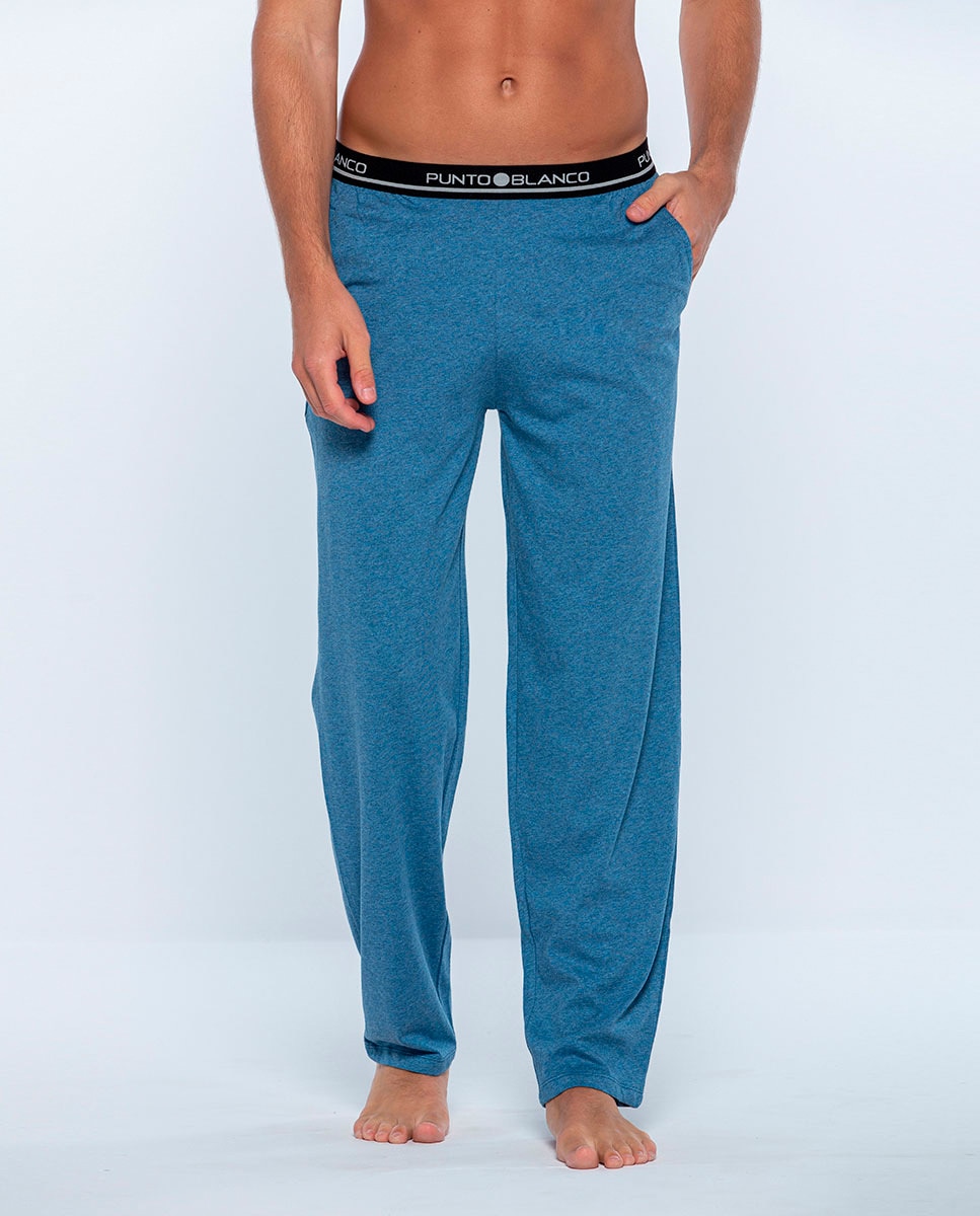 Длинные мужские пижамные штаны из 100% чесаного хлопка Punto Blanco, синий длинные пижамные штаны из хлопка defacto синий