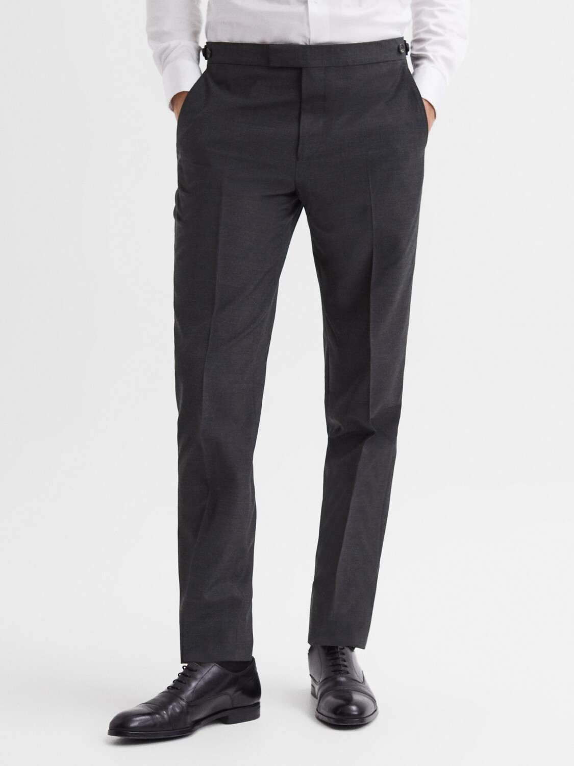 

Брюки для путешествий Reiss Hope Modern Fit из смесовой шерсти, темно-серый