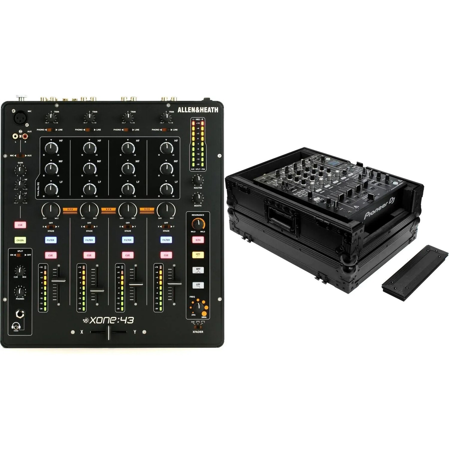 

4-канальный DJ-микшер Allen & Heath Xone:43 и жесткий футляр Odyssey — черный