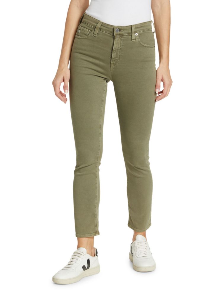 Укороченные джинсы Mari скинни Ag Jeans, цвет Green Sulfur
