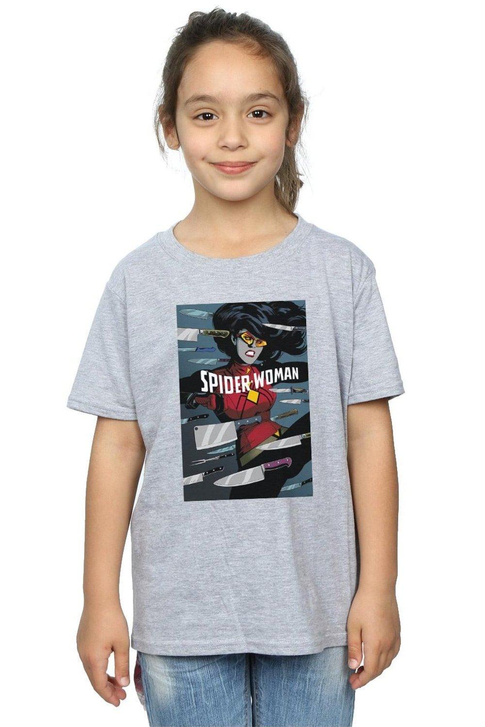 Хлопковая футболка с изображением женщины-паука Marvel, серый