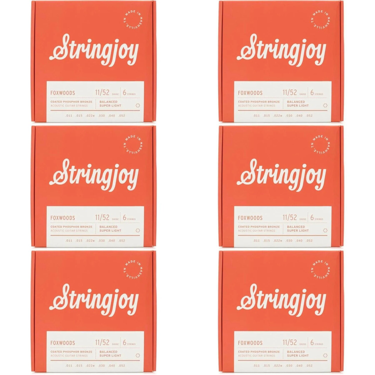 

Струны Stringjoy Foxwoods для акустической гитары с покрытием из фосфорной бронзы — сверхлегкий калибр (6 шт.)