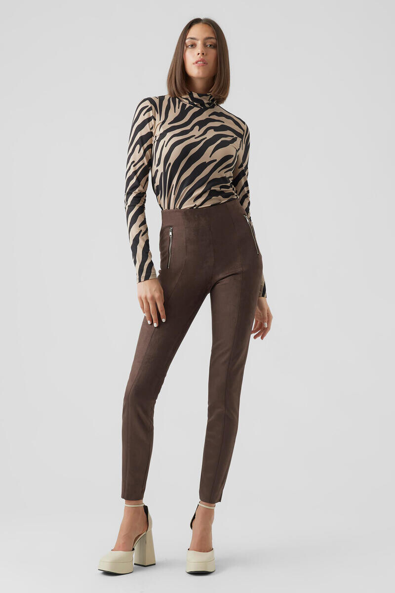 

Брюки-леггинсы из искусственной замши Vero Moda, темно-коричневый