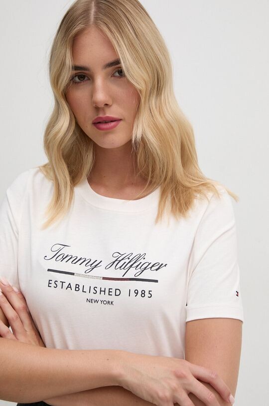 

Хлопковая футболка Tommy Hilfiger, бежевый