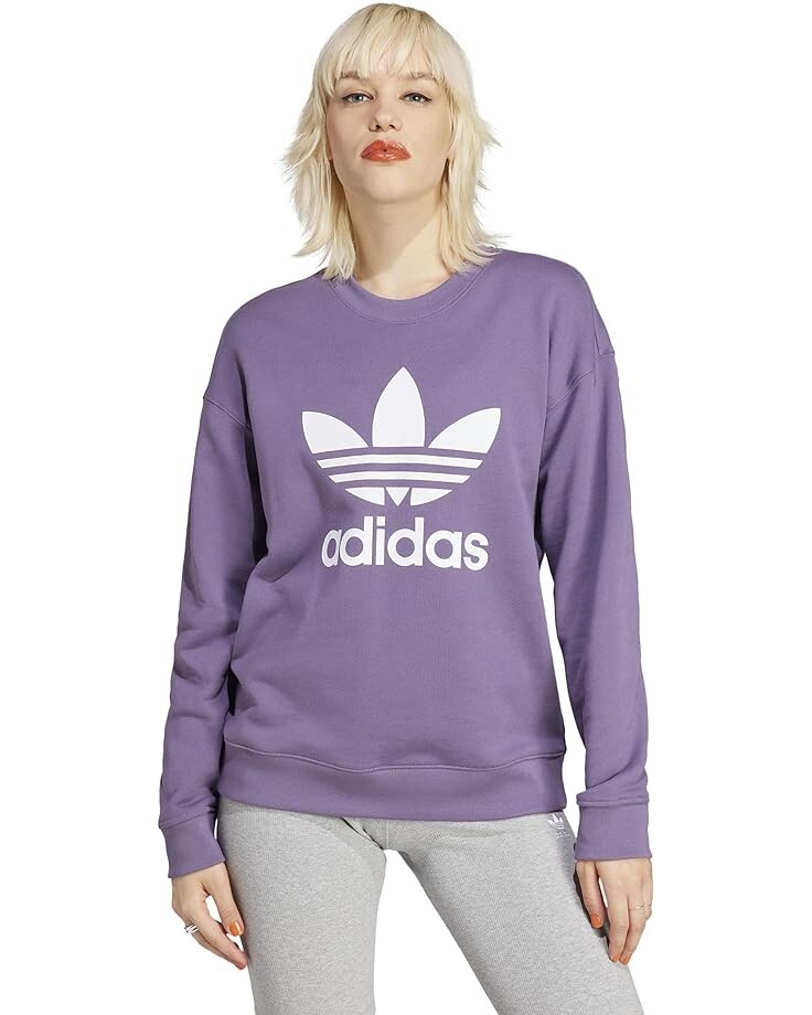 толстовка adidas trefoil crew sweatshirt цвет shadow red Толстовка adidas Originals Trefoil Crew, цвет Shadow Violet