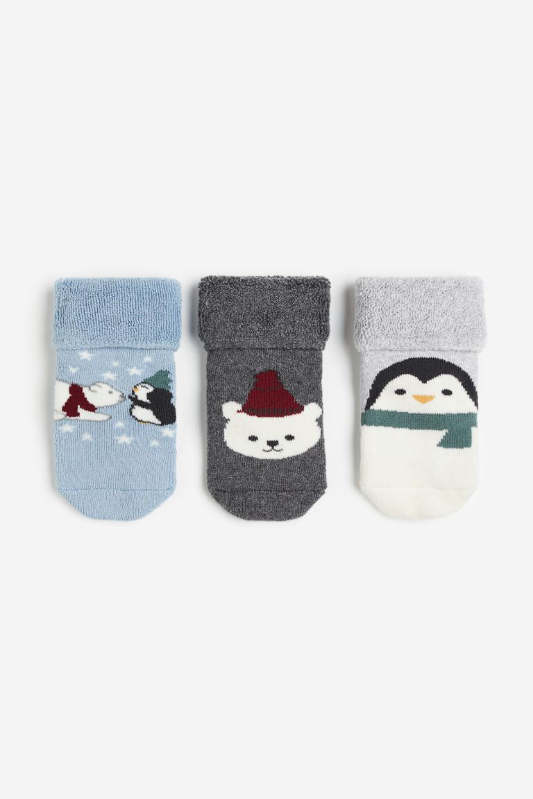 Упаковка из 3 махровых носков H&M, серый мужская футболка пингвин и медведь s темно синий
