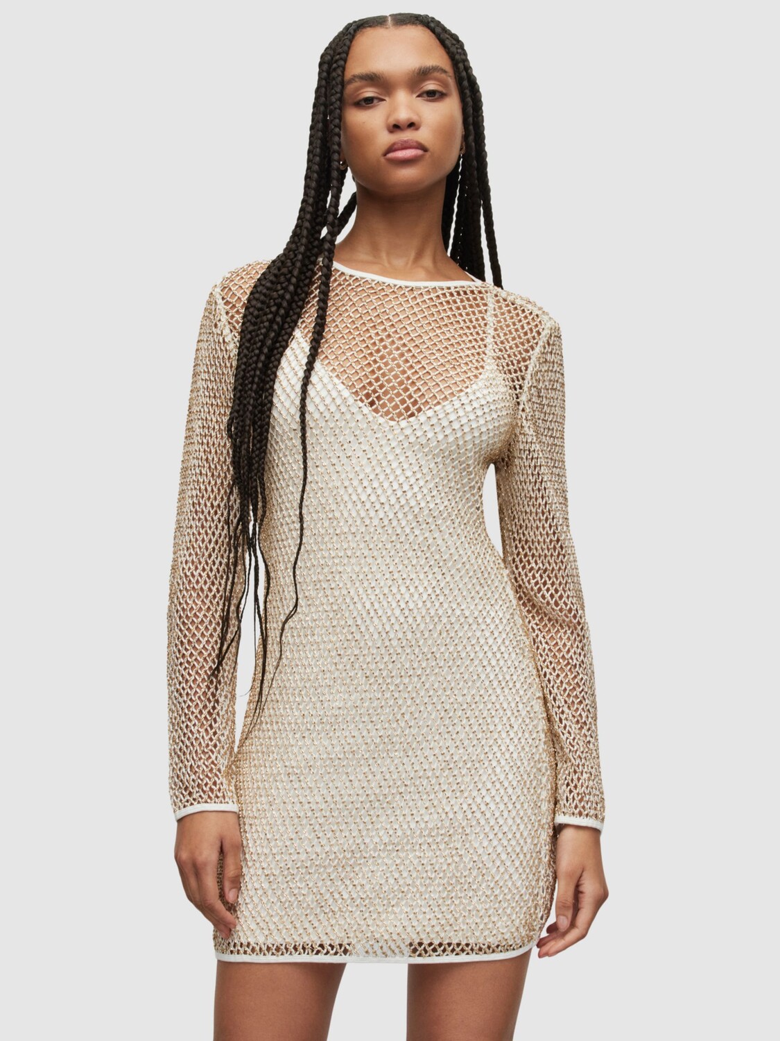 

Мини-платье AllSaints Rosalie, белый/золотой