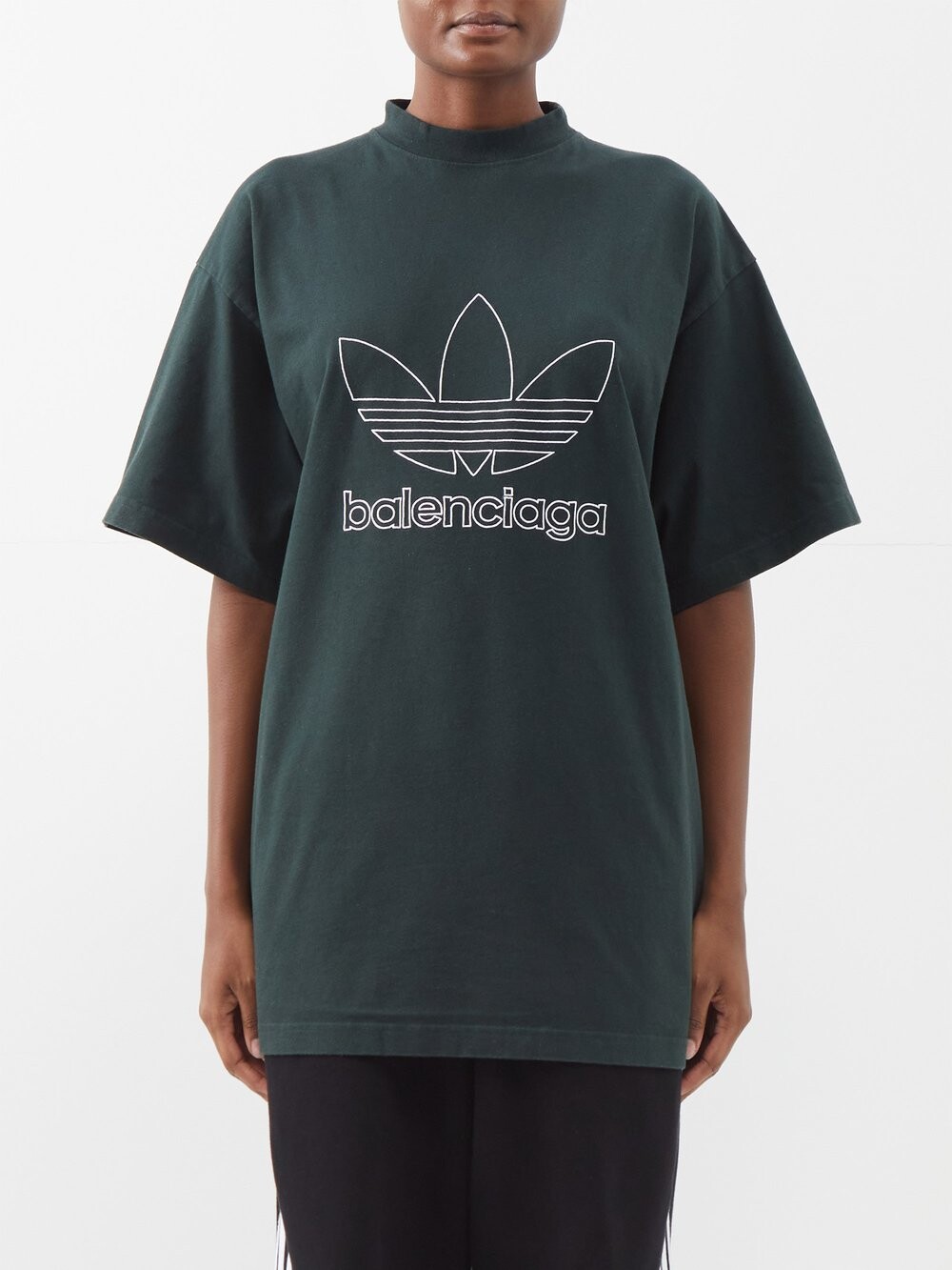 

Хлопковая футболка оверсайз с логотипом adidas из коллекции x adidas Balenciaga, зеленый