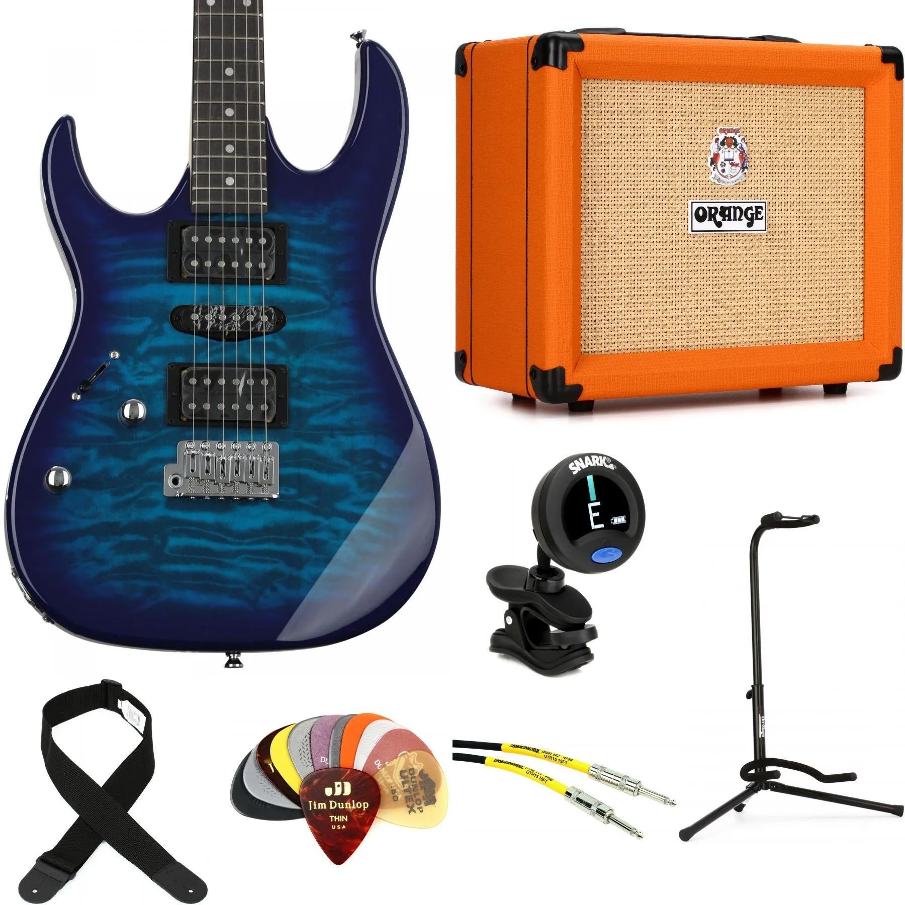 

Ibanez Gio GRX70QAL Электрогитара для левшей и комплект Orange Crush 20 A Essentials Essentials — Transparent Blue Burst