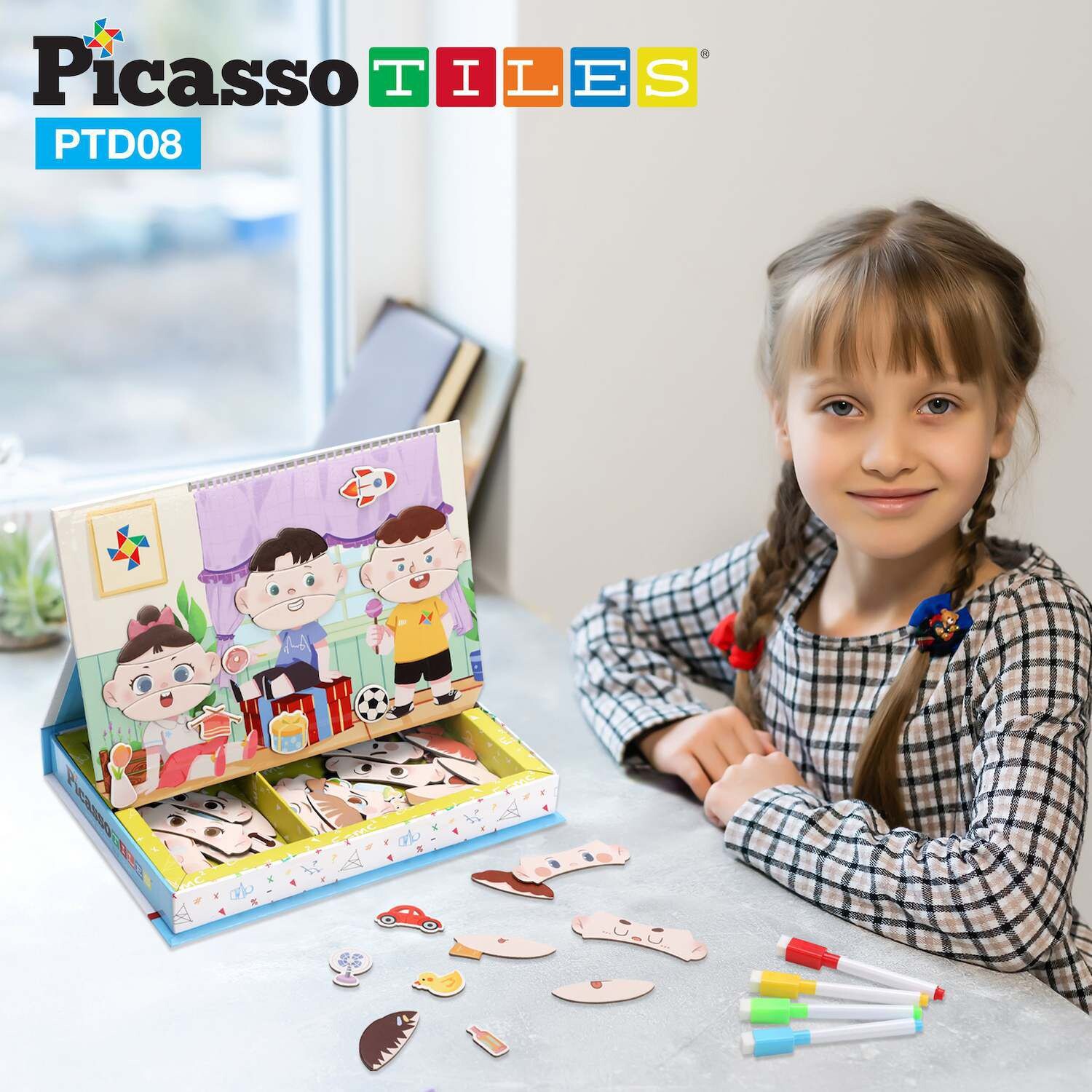 

Плитка Пикассо, 108 шт., магнитная книга-головоломка с лицом Picassotiles