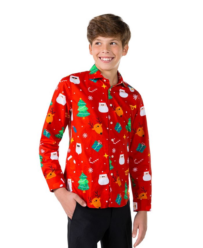 рубашка ls super mario opposuits цвет multi colour Рубашка с длинными рукавами и рождественским праздником для больших мальчиков OppoSuits, мультиколор