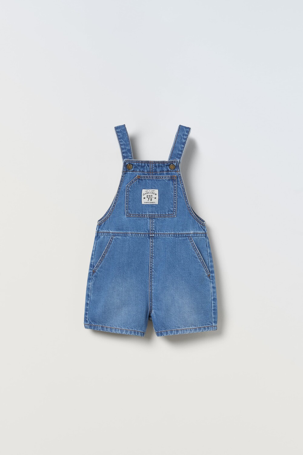 

Комбинезон из денима с аппликацией этикетки Zara, синий