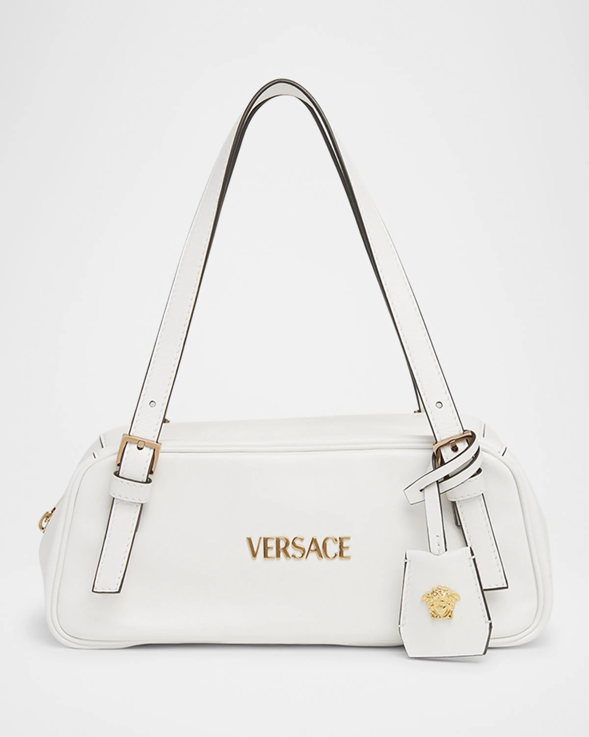 

Кожаная сумка через плечо La Medusa на молнии Versace, цвет Porcelain White