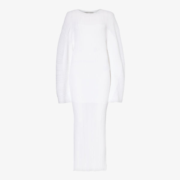 

Плиссированное полупрозрачное трикотажное платье макси Stella Mccartney, белый