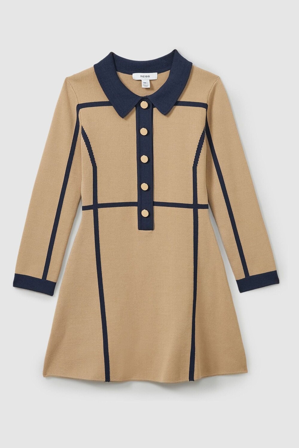 

Платье из джерси с панелью Nic intarsia Reiss, коричневый