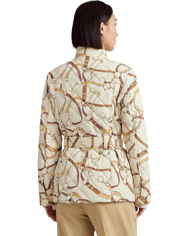 

Пальто LAUREN Ralph Lauren Belting-Print Diamond-Quilted Down Coat, цвет Cream Multi