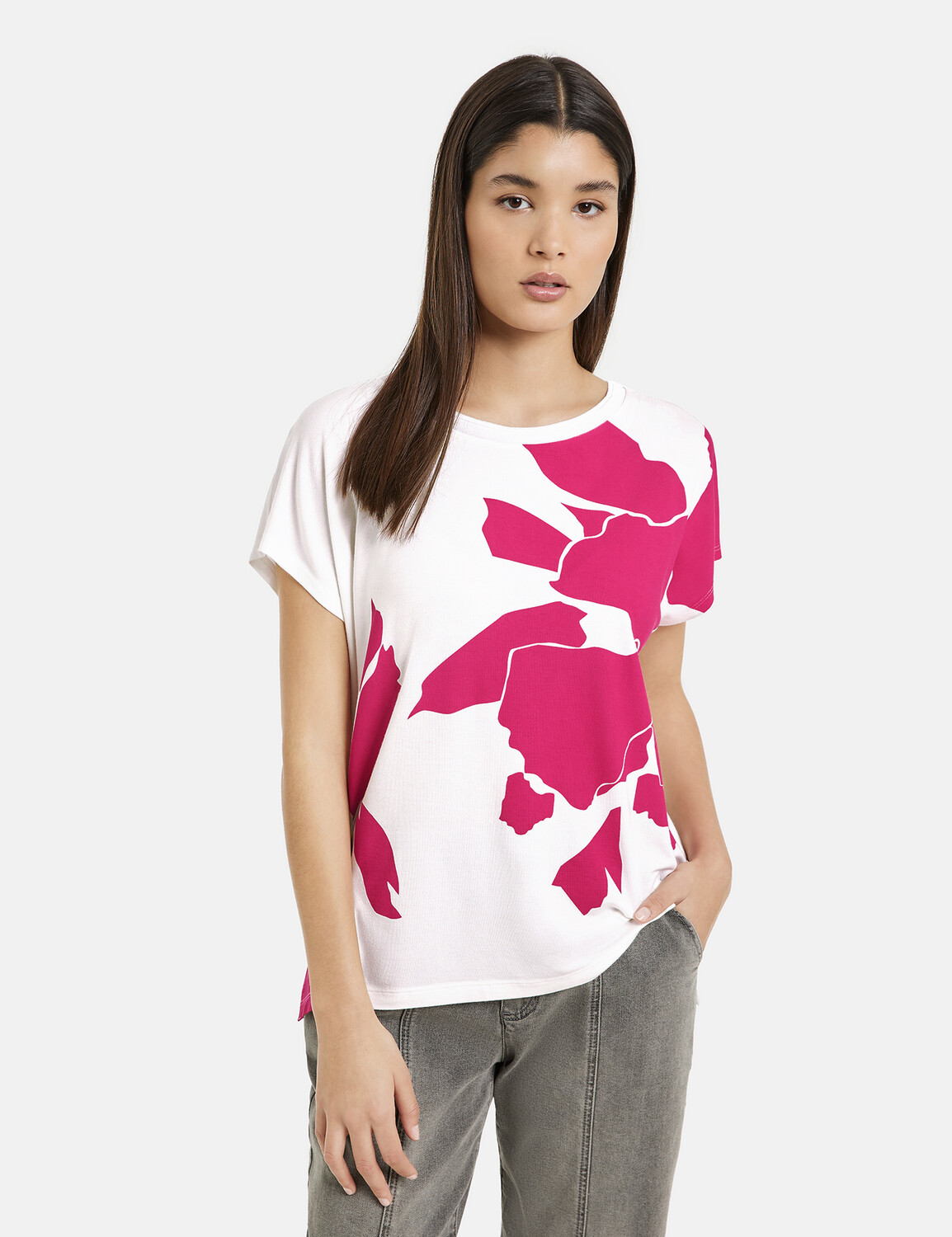 

Футболка TAIFUN Kurzarm Rundhals, цвет Luminous Pink gemustert