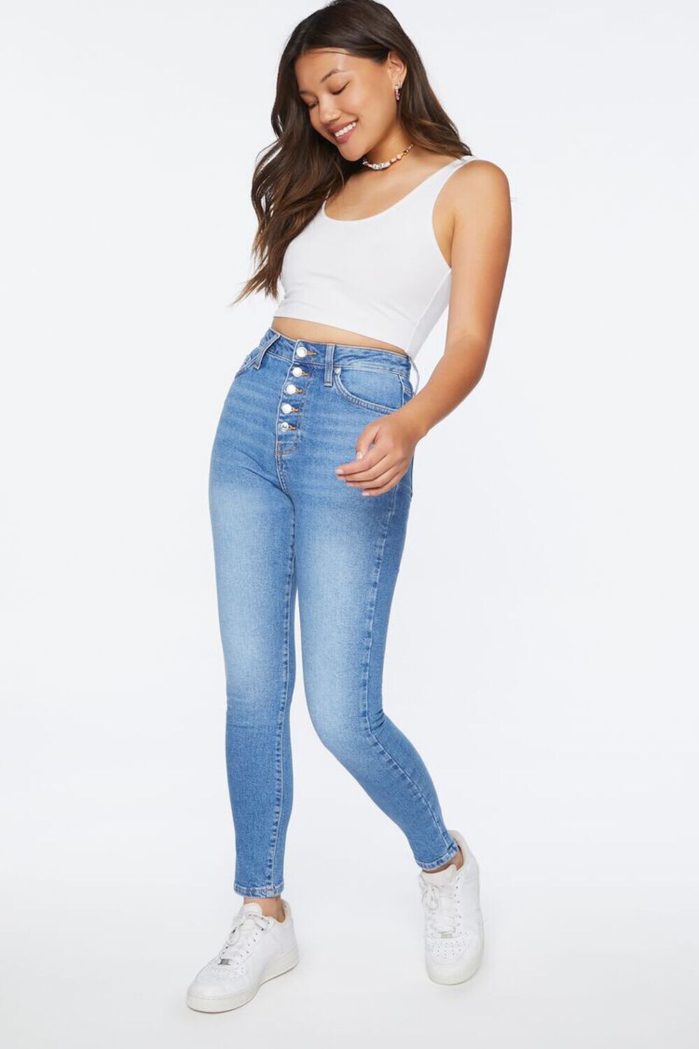 

Джинсы скинни с высокой посадкой из переработанного хлопка Forever 21, деним