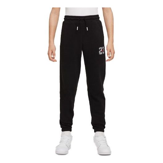 Брюки (GS) Air Jordan Logo Printing Solid Color Casual Joggers/Pants/Trousers Boy Black, черный