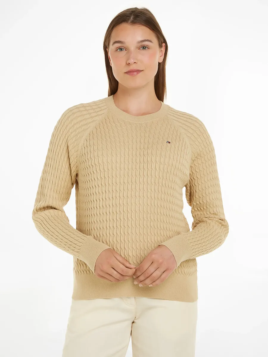 

Свитер Tommy Hilfiger с круглым вырезом "CO CABLE C-NK SWEATER", с узором кос, цвет Harvest Wheat