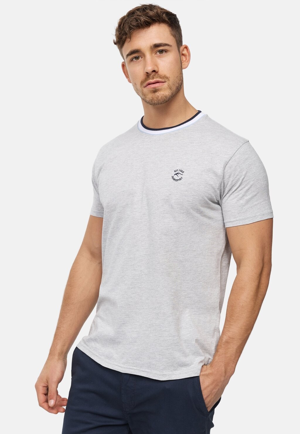 

Футболка базовая INDICODE JEANS, цвет lt grey mix