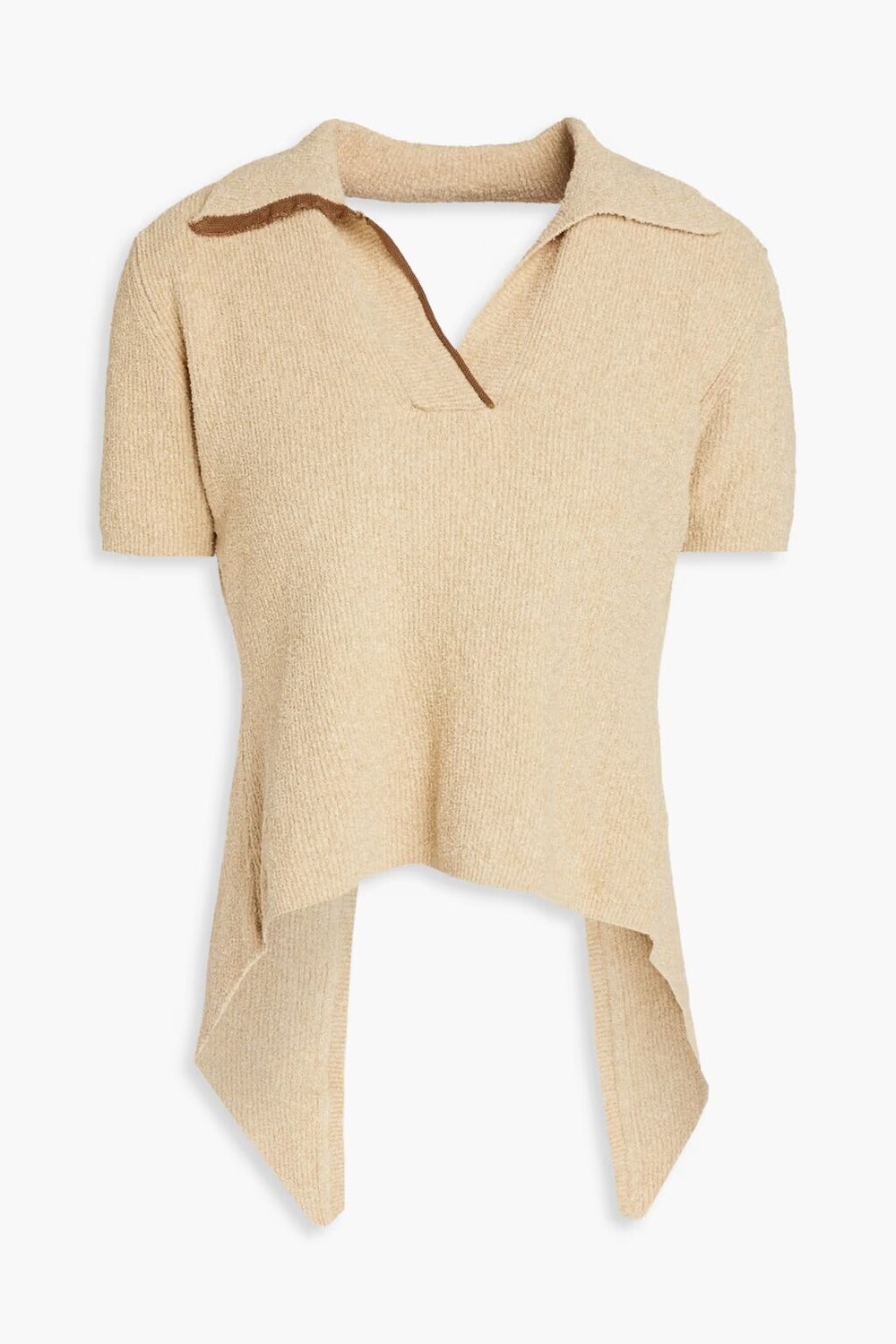 

Махровый свитер-поло Bagnu с открытой спиной Jacquemus, бежевый