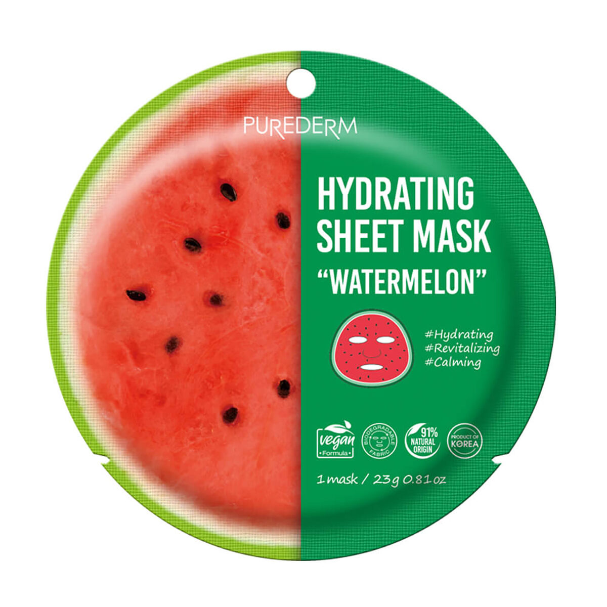 Биоразлагаемая тканевая маска для лица Purederm Watermelon, 23 гр цена и фото