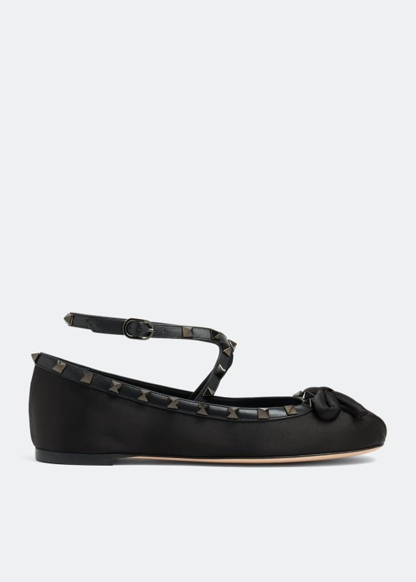 

Балетки Valentino Garavani Rockstud Satin Ballerinas, черный