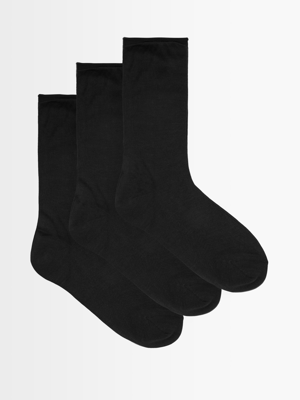 Комплект из трех шелковых носков со свернутым верхом. Raey, черный