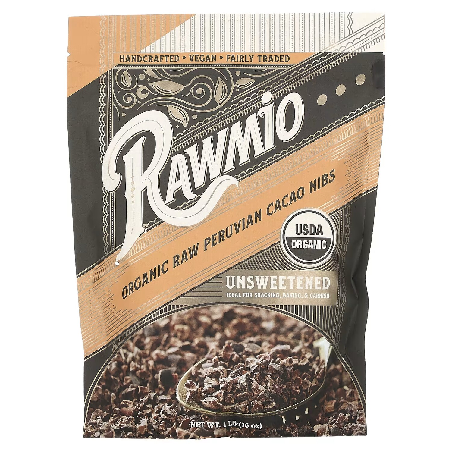 

Пищевая добавка Rawmio Organic Raw Peruvian Cacao Nibs Unsweetened, 450 г