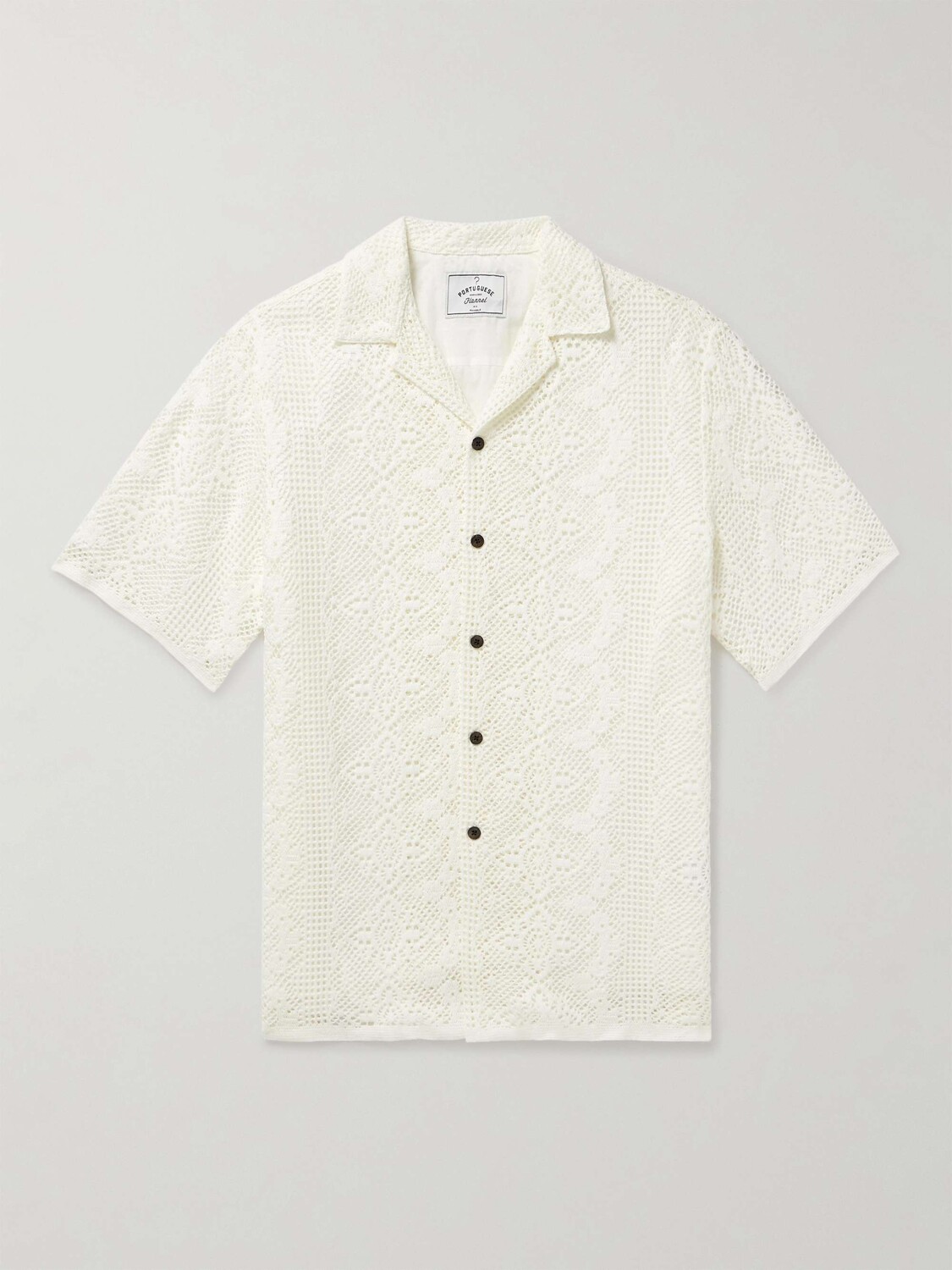 

Рубашка из смесового хлопка с вязанным крючком бабушкиным воротником PORTUGUESE FLANNEL, белый
