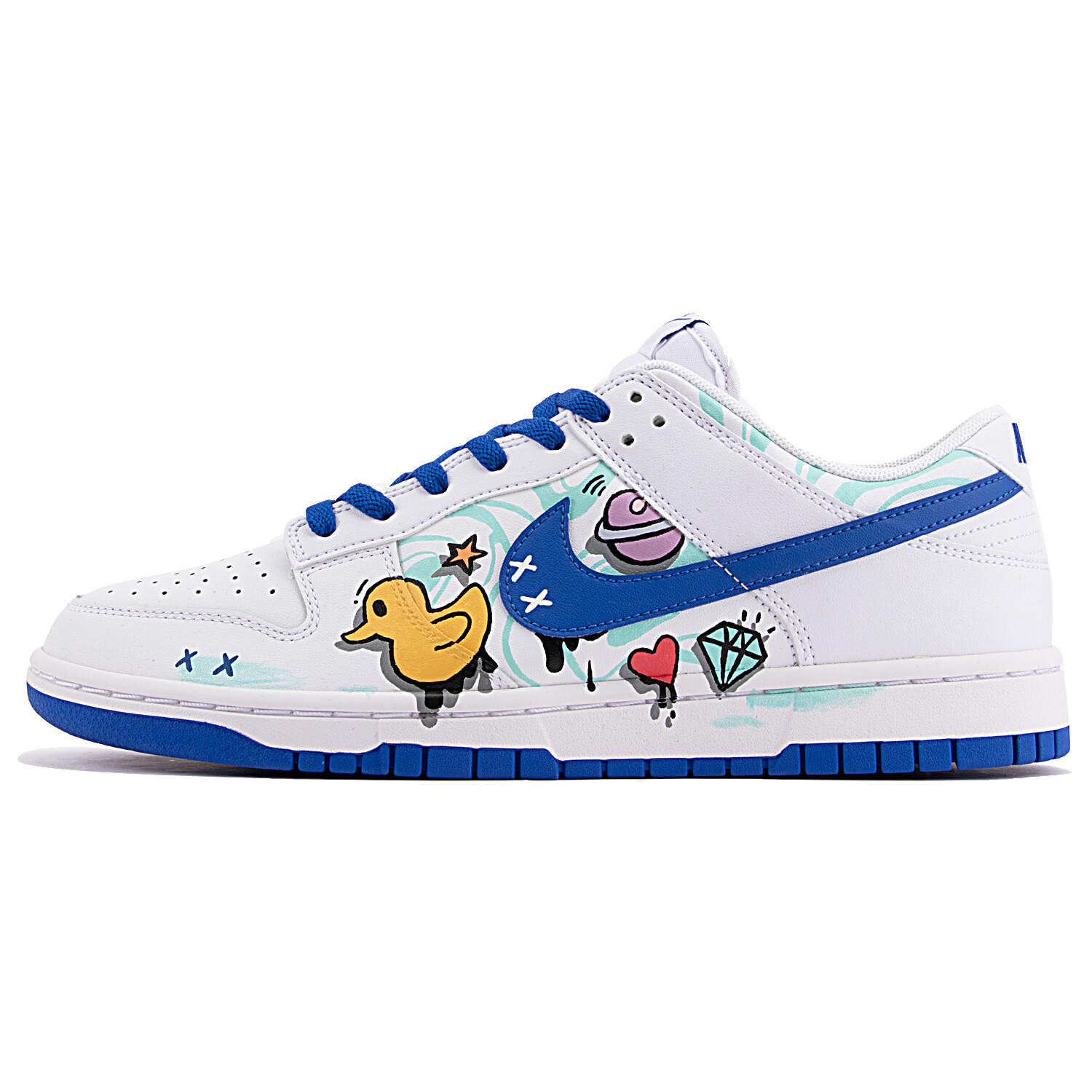 

Кроссовки Nike Dunk Skateboarding Shoes Men Low-top Blue/Green/White/Yellow, синий/белый