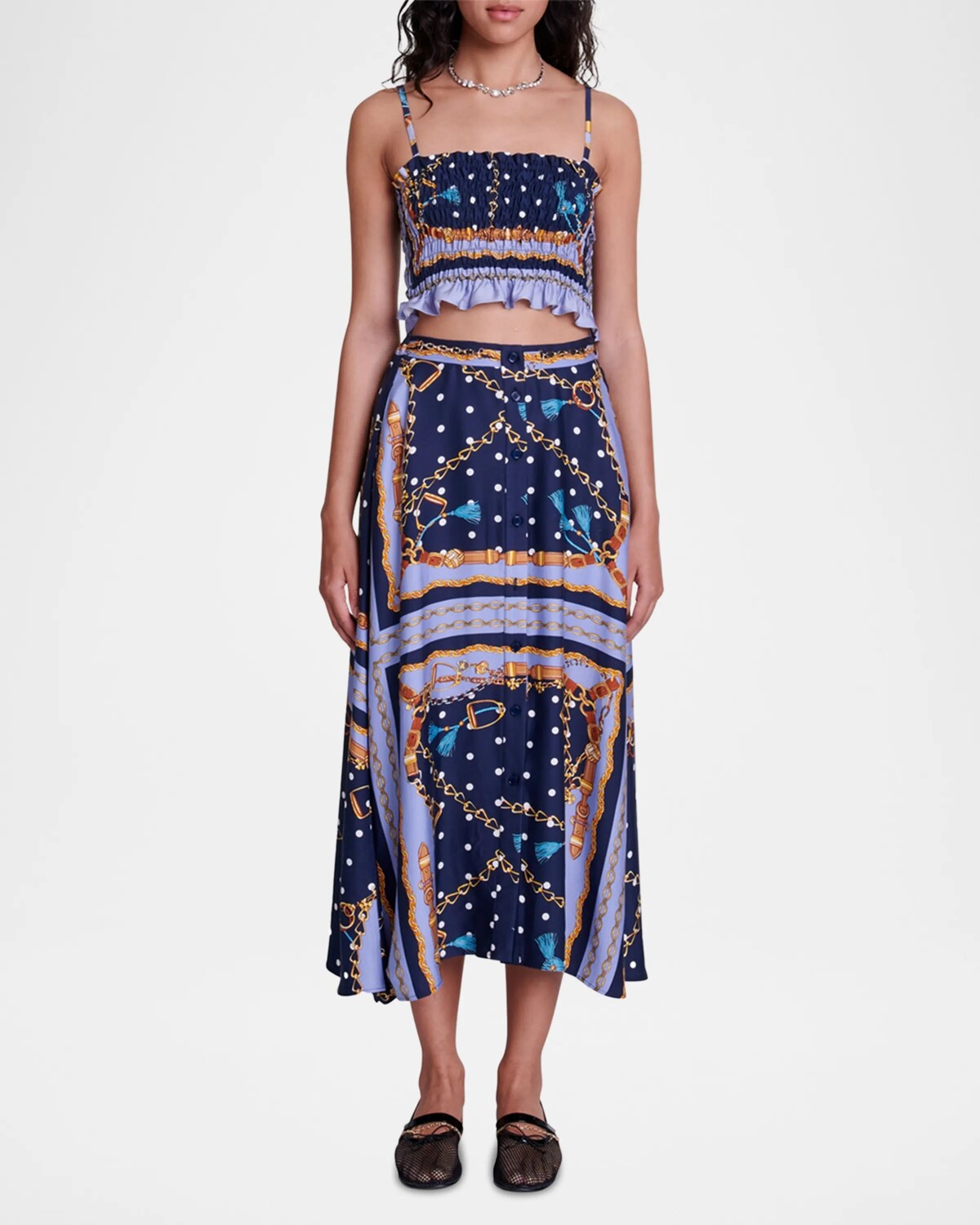 

Юбка миди с мотивом Jichaine Chain Maje, цвет Chain Scarf Print Blue