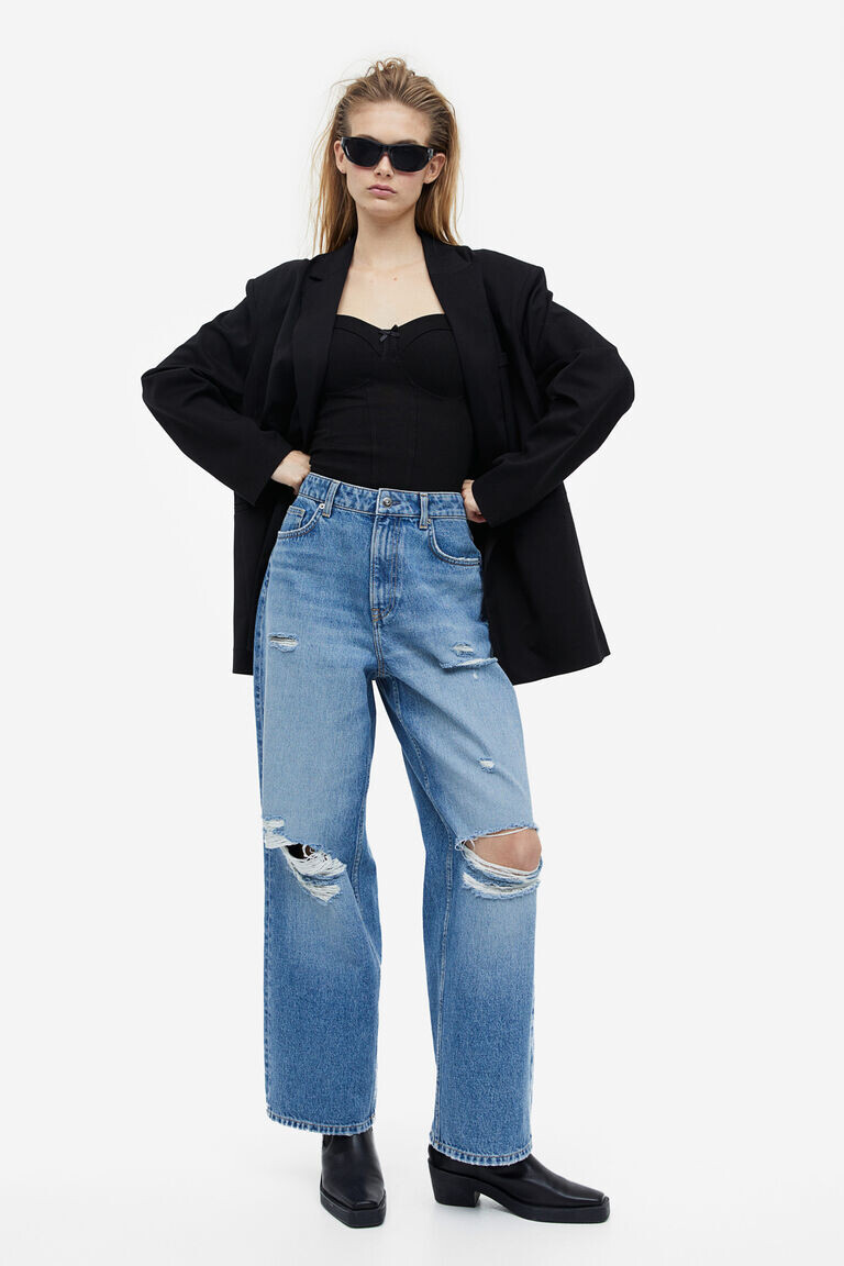 

Мешковатые высокие джинсы 90-х годов H&M, синий