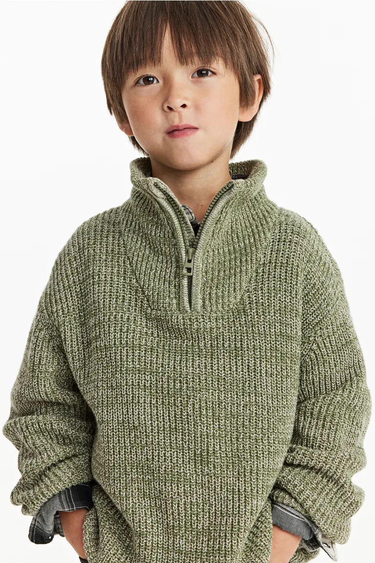 

Свитер с молнией сверху H&M, зеленый